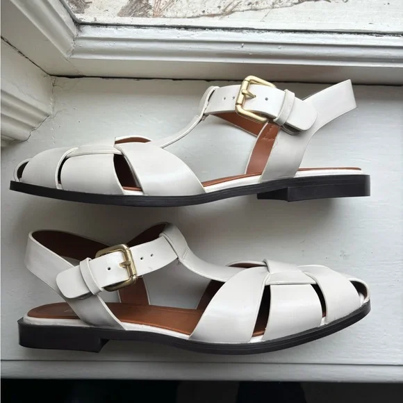 Zara Women's Cream Leather Fisherman Sandals - Picture 5 of 6